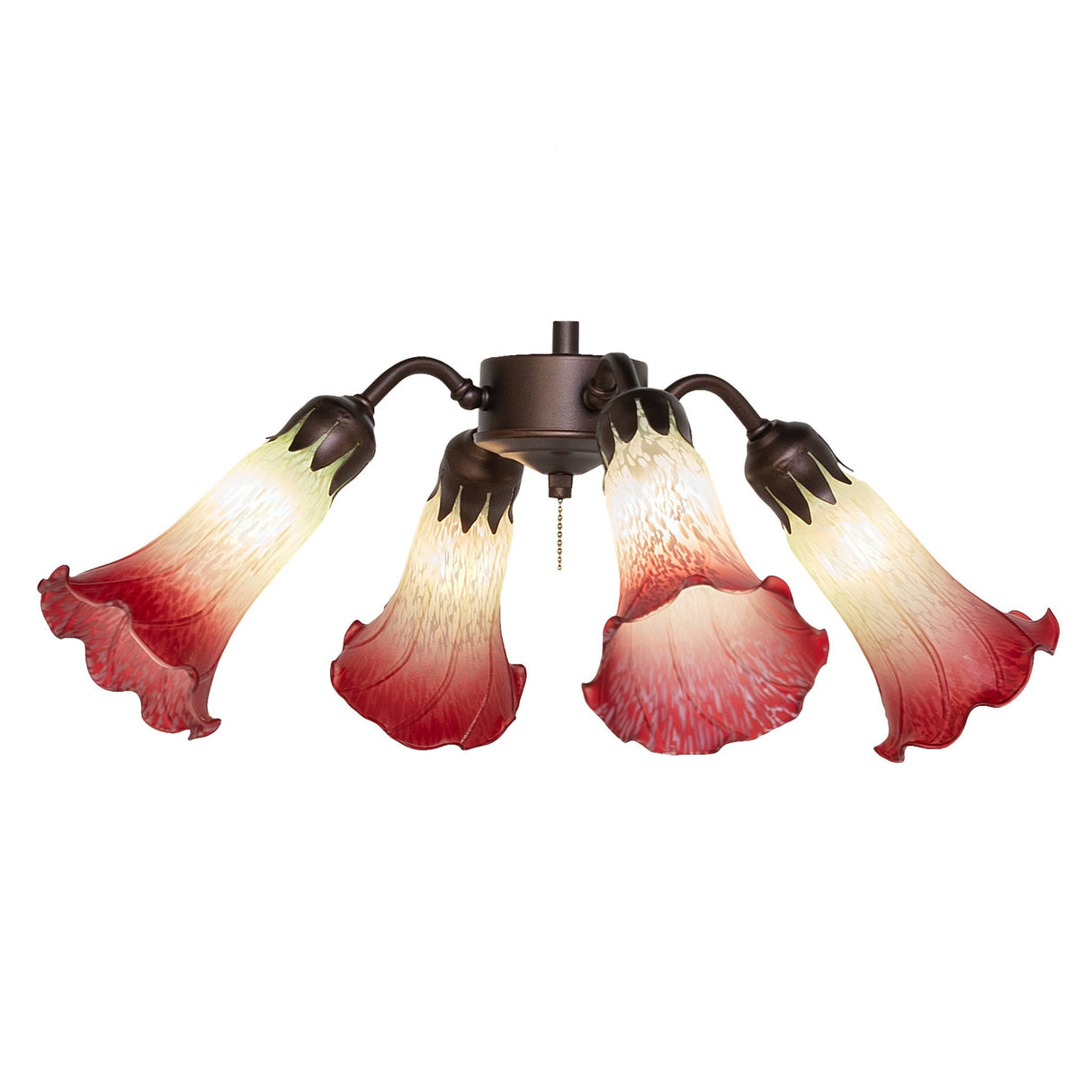 Seafoam and cranberry Pond Lily fan light showcasing the four graceful lily shades.