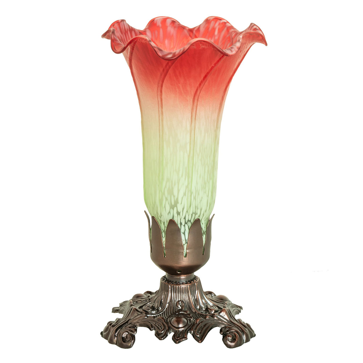 Unlit view of the Cranberry Victorian Accent Lamp showcasing its intricate glasswork.