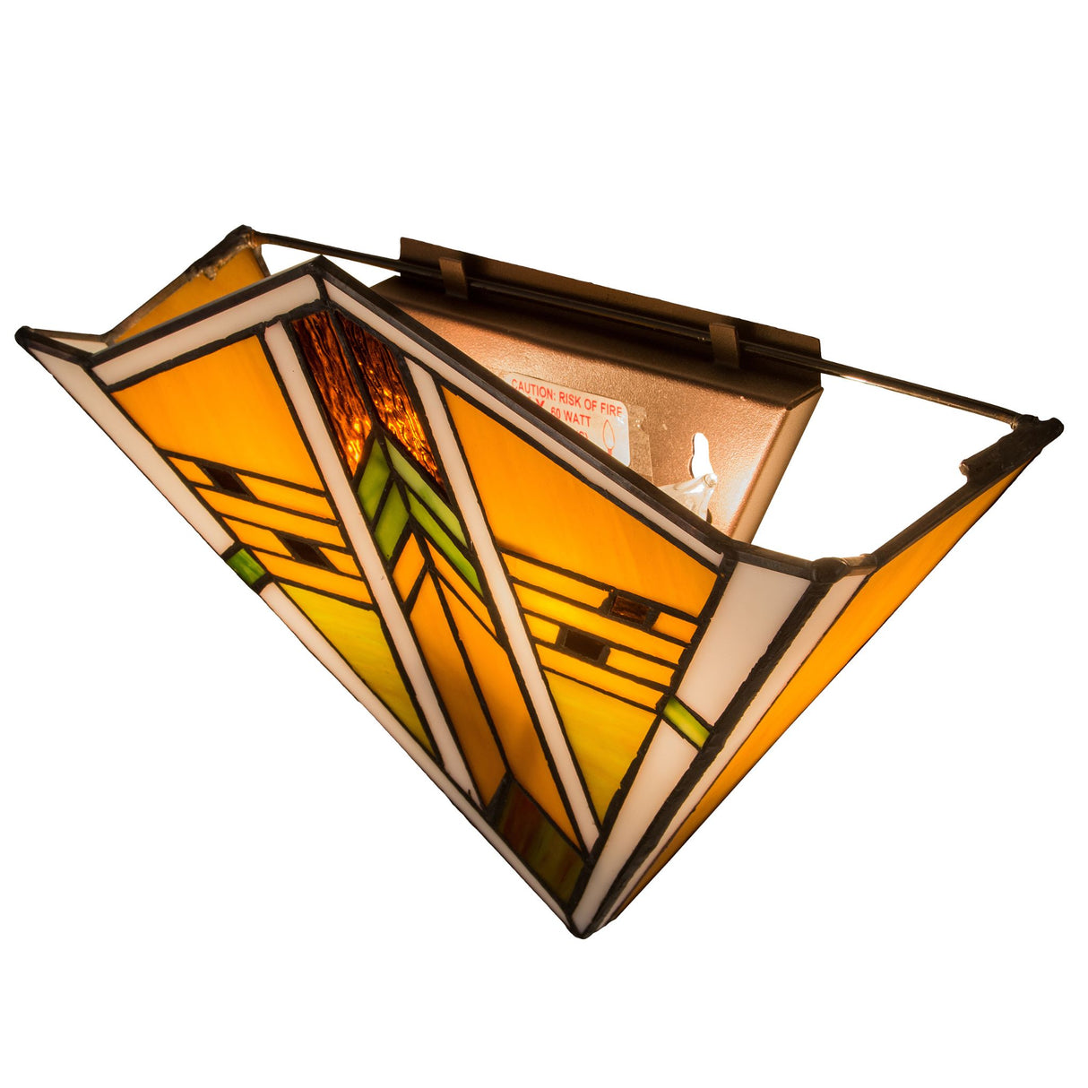 Side angle of the Abilene stained glass sconce.