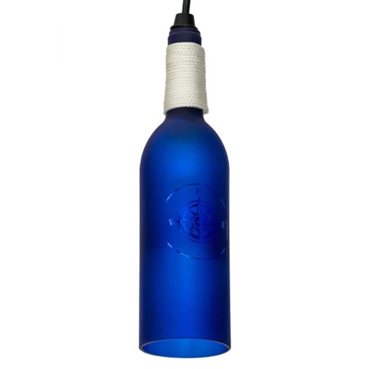 Side view of compass wine bottle pendant.