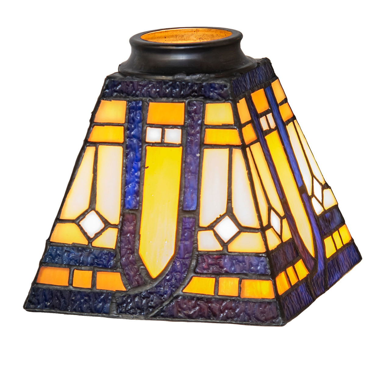 Sierra Prairie Mission glass shade with intricate stained glass design.