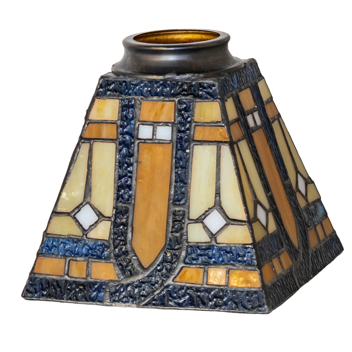 Unlit Sierra Prairie Mission shade displaying handcrafted stained glass.