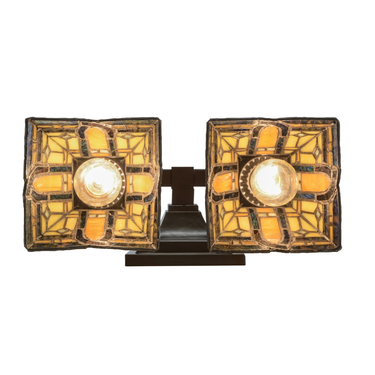 Bottom view of Sierra Prairie Mission wall sconce displaying symmetrical design.