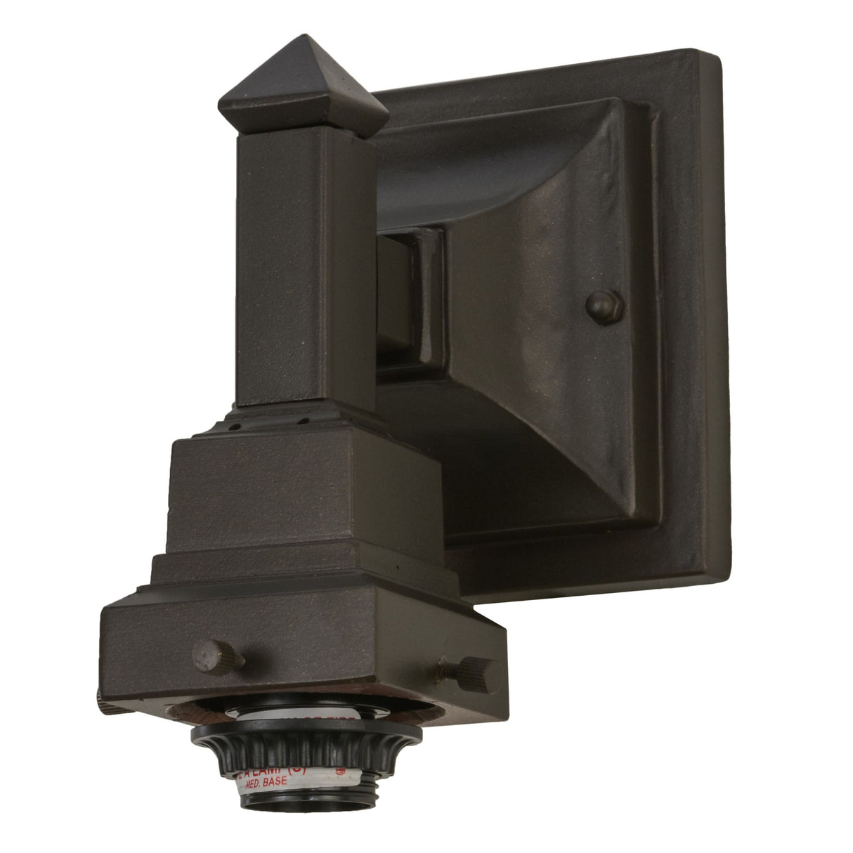 Wall-mounted Sierra Prairie Mission Wall Sconce in mahogany bronze finish.