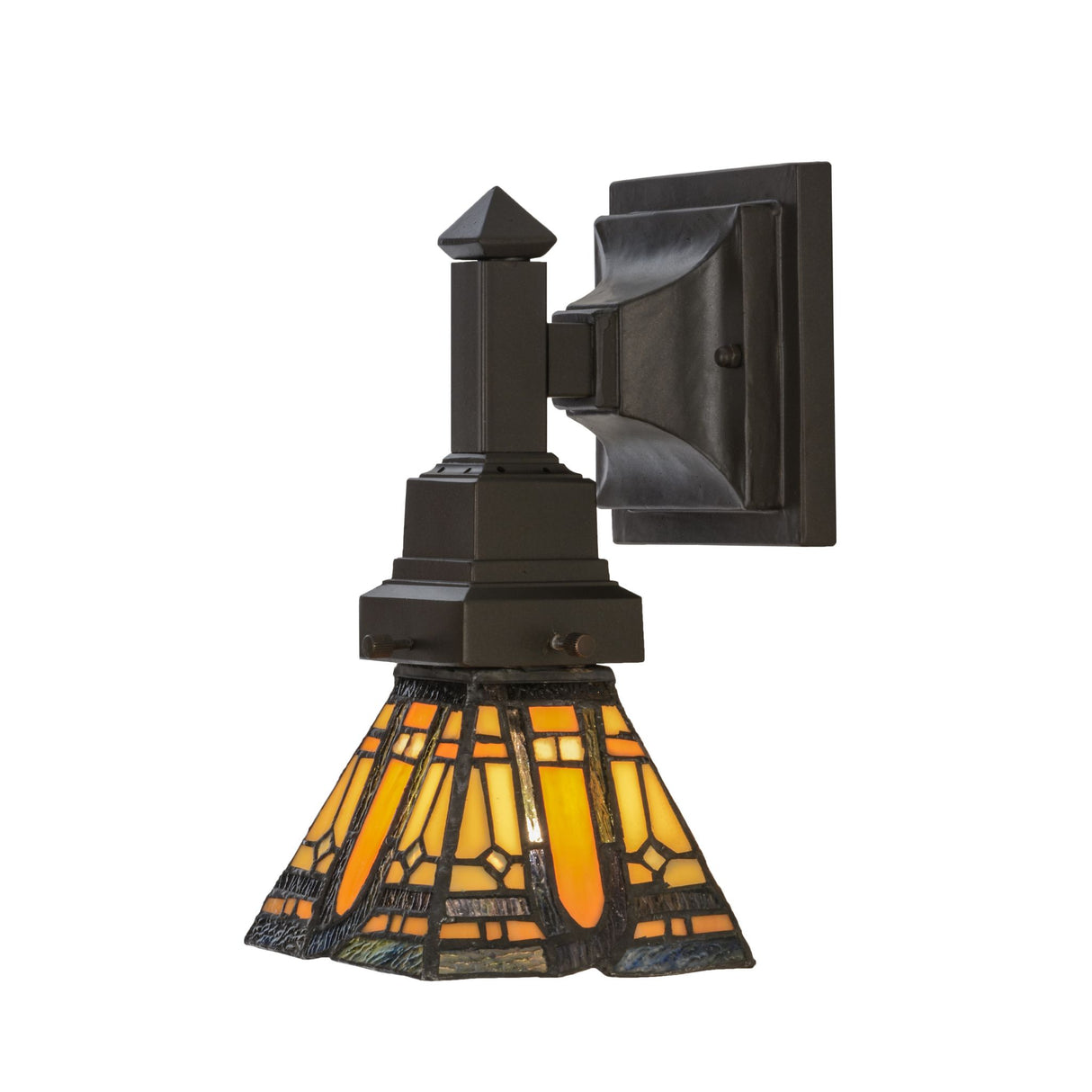 Side view of Sierra Prairie Mission Wall Sconce showcasing geometric design.