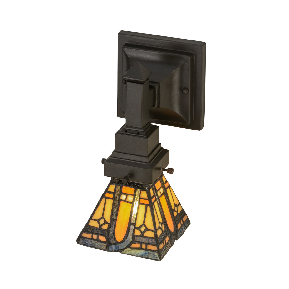 Top view of Sierra Prairie Mission Wall Sconce with stained glass pattern.