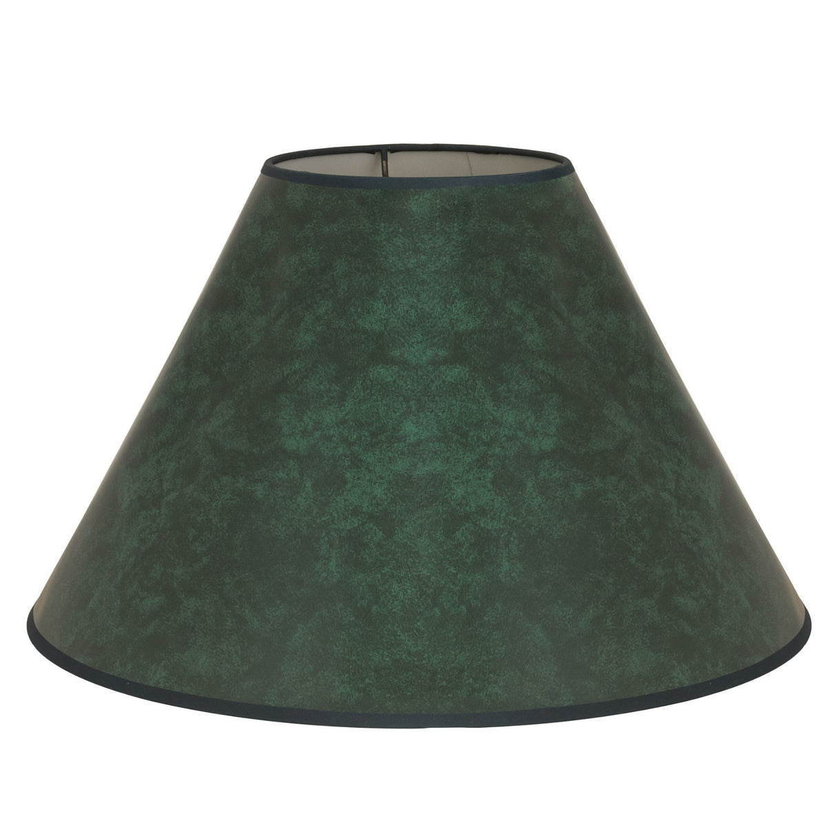 unlit view of simple fabric shade showcasing its rich hunter green fabric texture.