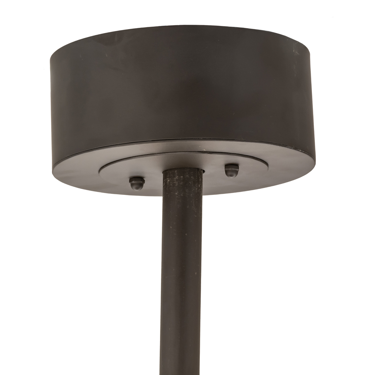 Ceiling canopy and rod detail in bronze finish.