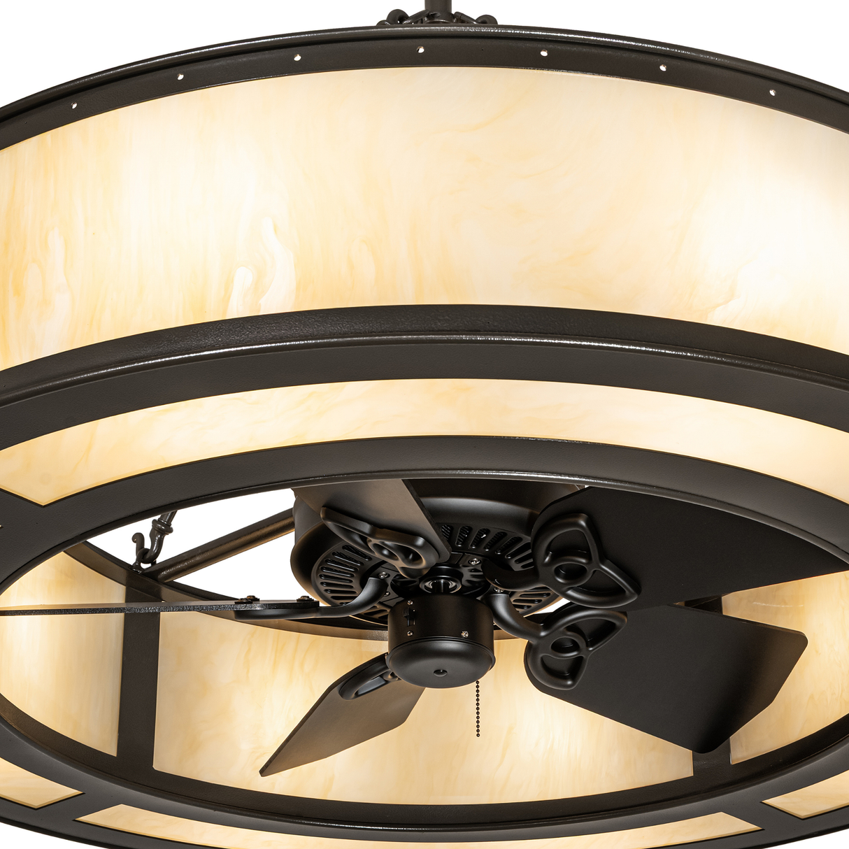 Close-up of fan blades and Idalight diffuser on Chandel-Air.