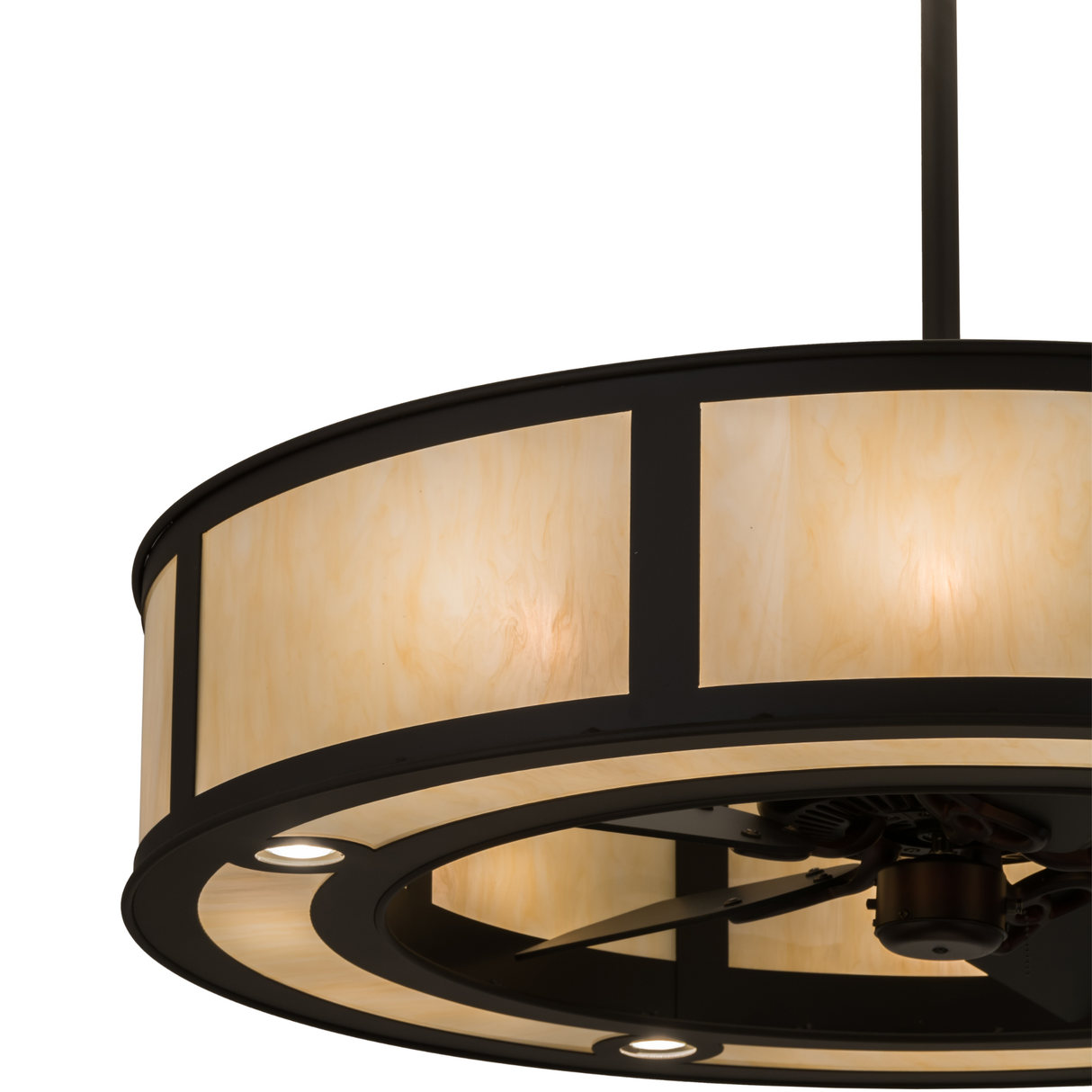 Closeup view showing Idalight shade pattern and metal framework.