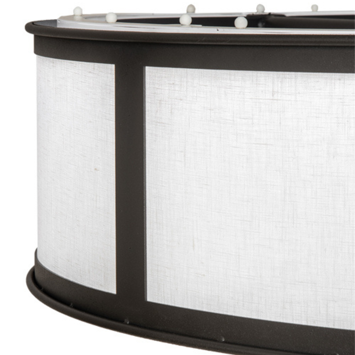 Detailed view of Smythe Craftsman Chandel-Air fabric diffuser and frame texture.