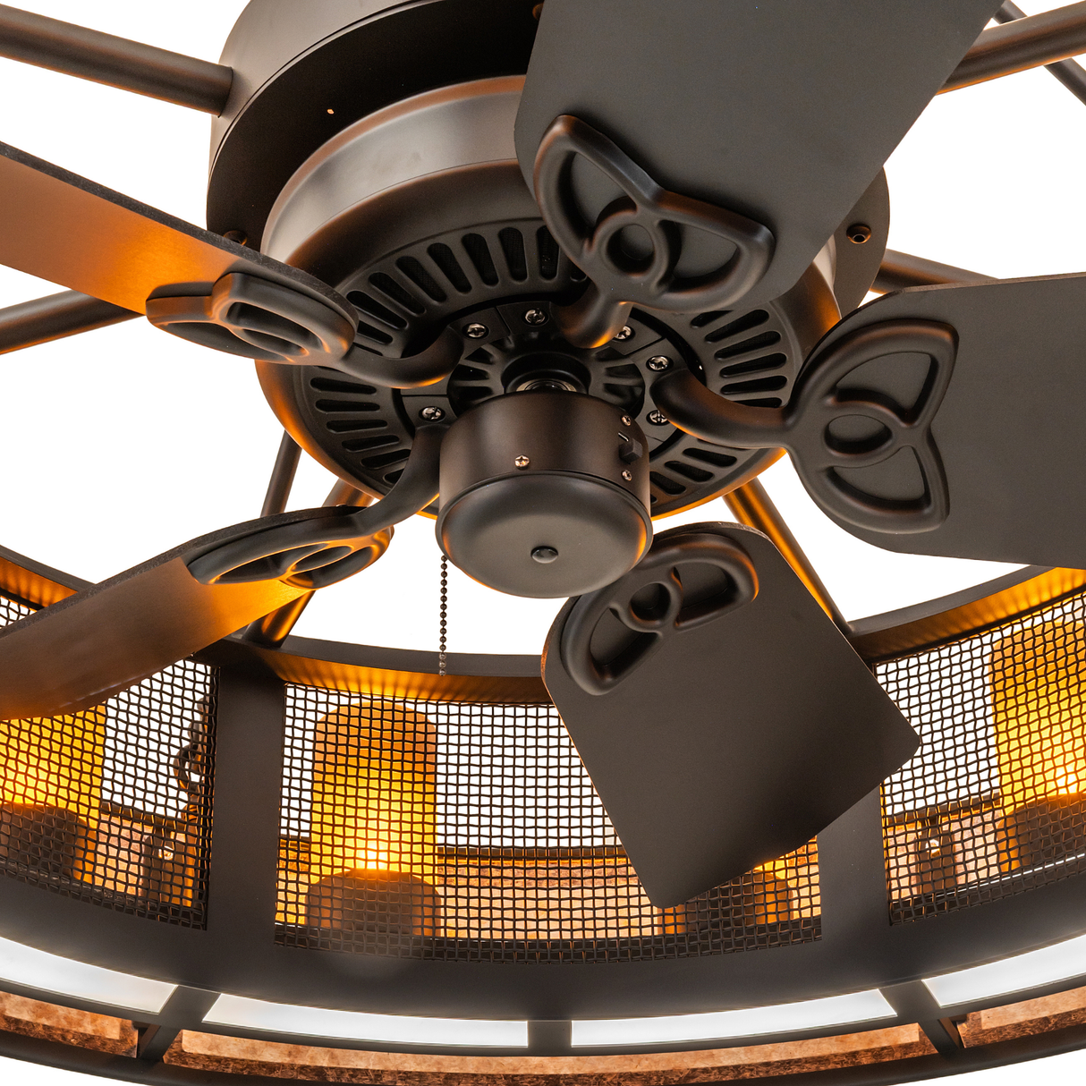 Close-up of fan motor and blade design on Smythe Craftsman Chandel-Air