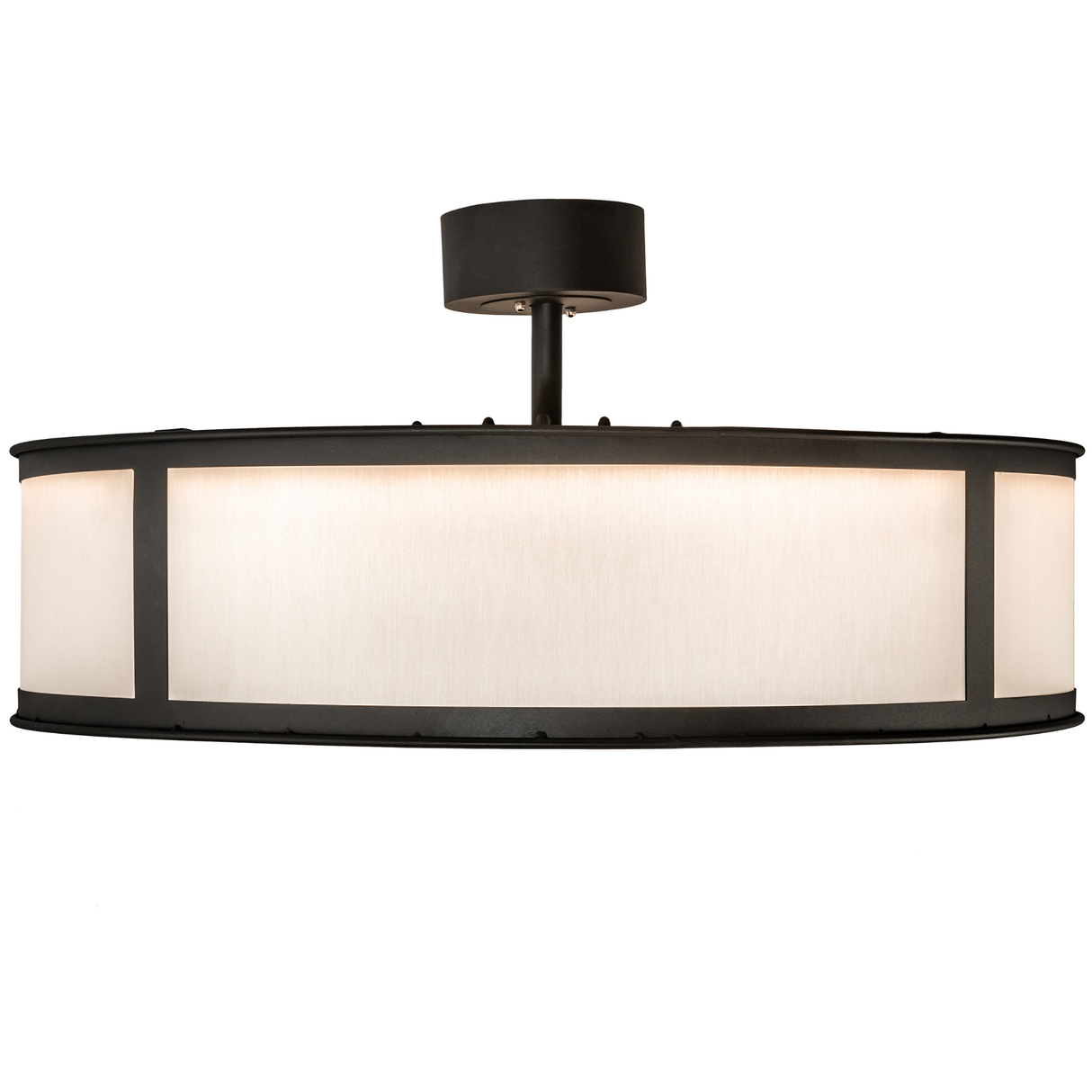 Side lit view highlighting Eggshell Textrene diffuser and warm glow.