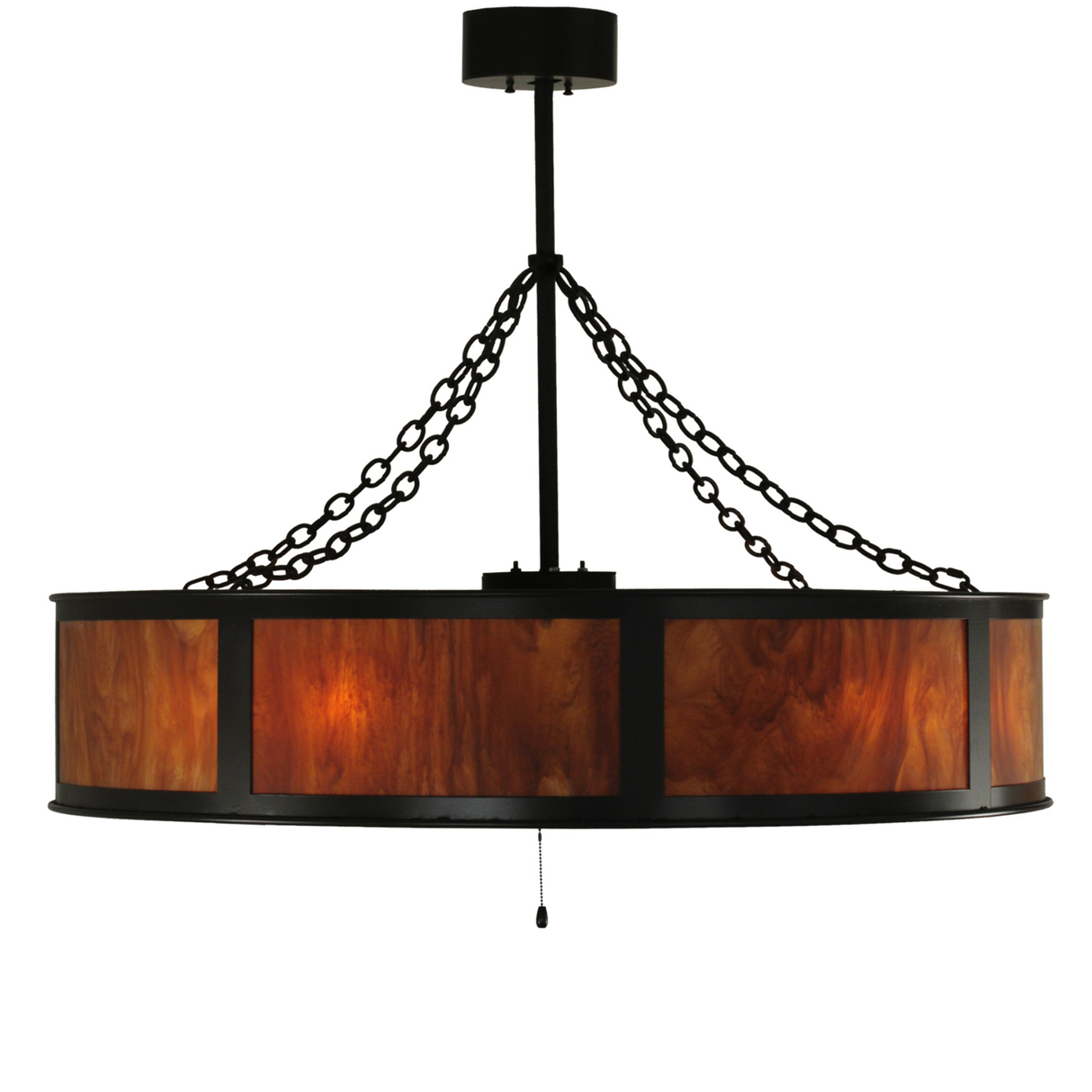 Straight side lit view of Smythe Craftsman Chandel-Air in warm amber tones.