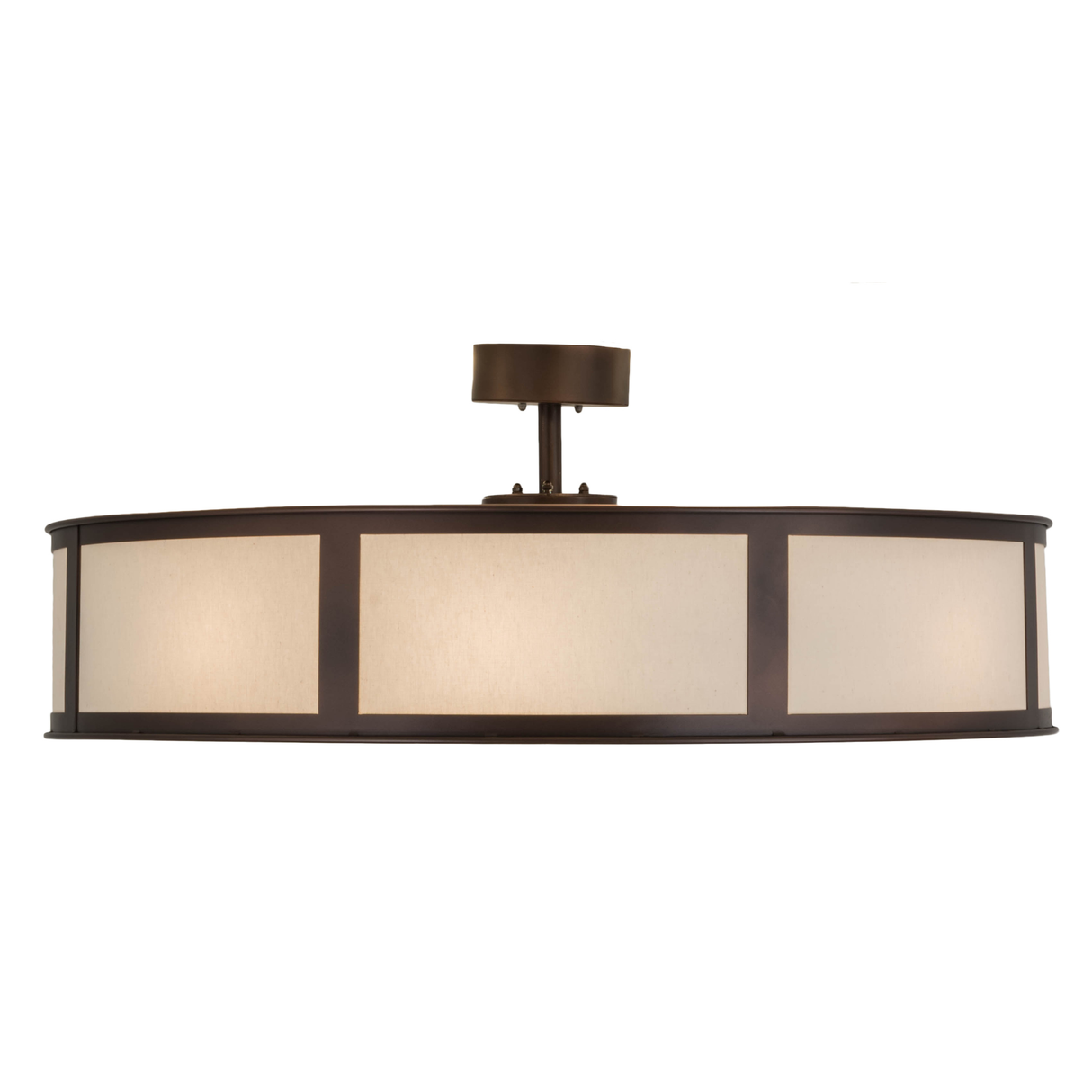 Side lit view showing slim profile and soft amber illumination.