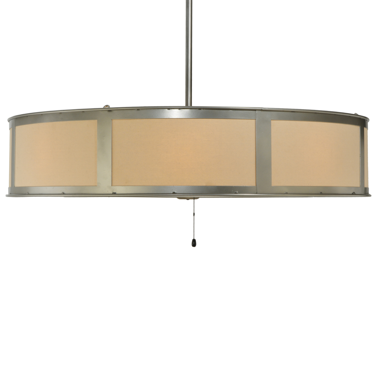 Side view of Smythe Craftsman Chandel-Air with beige Textrene shade.