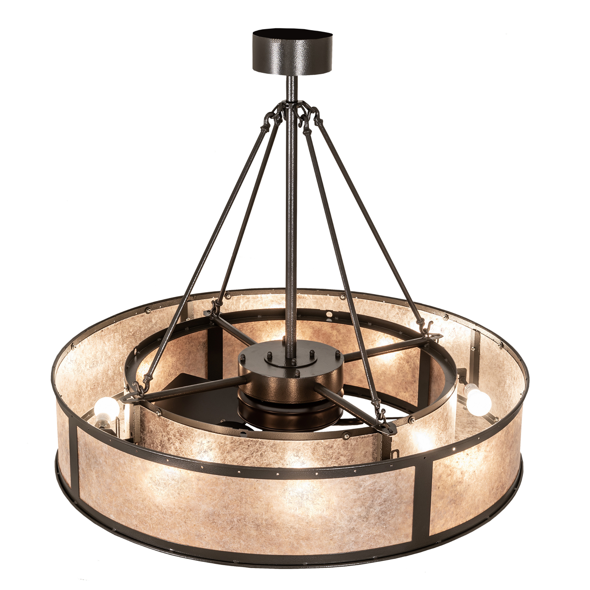 Overhead/top view of Smythe Craftsman Chandel-Air showing support rods and inner lights.