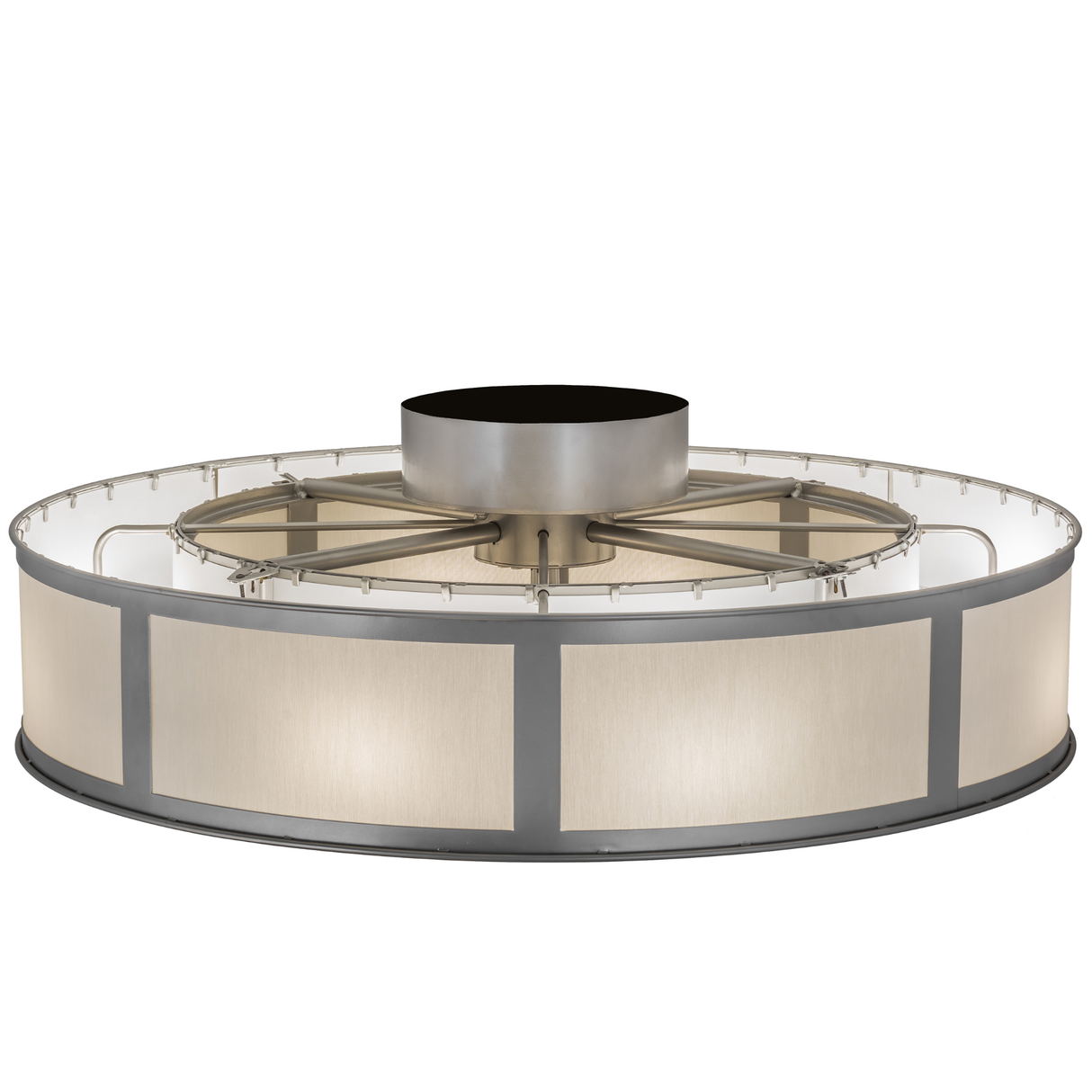 Top unlit view showing metal structure and diffuser of Smythe Craftsman Chandel-Air.