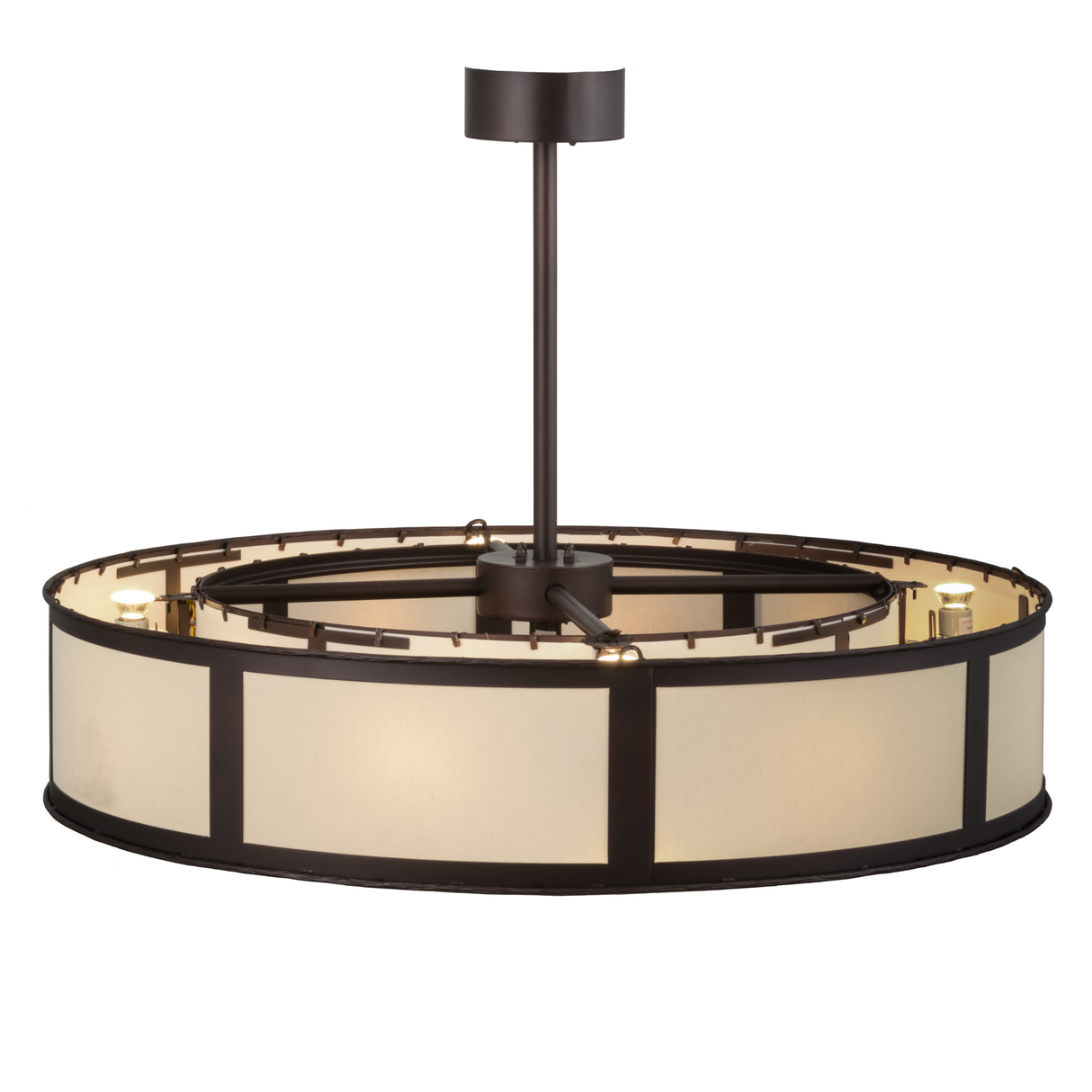 Top view showing fan assembly and structured bronze framework.