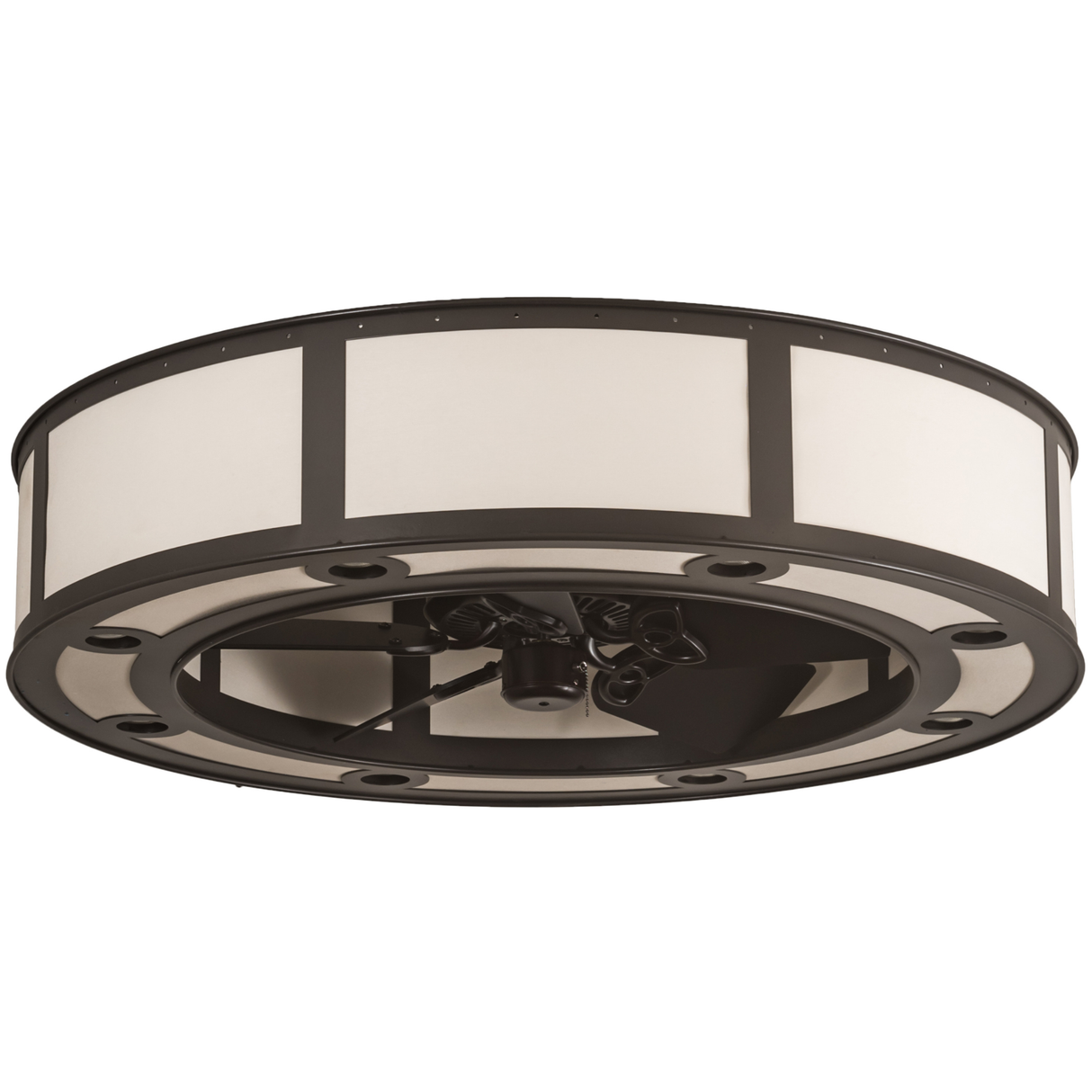 Smythe Craftsman Chandel-Air front view showing unlit Eggshell Textrene shade.