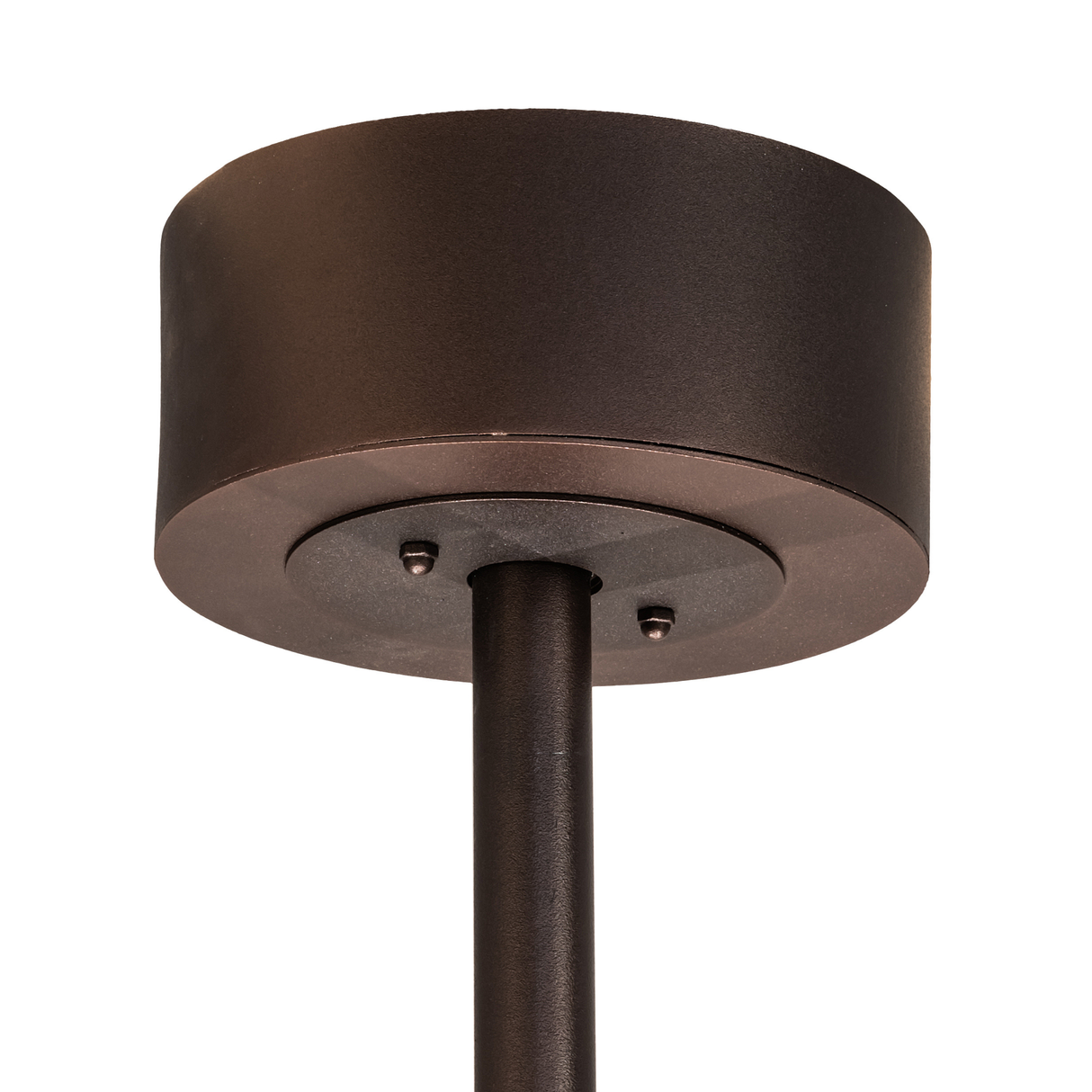 Close-up of canopy and downrod in Mahogany Bronze finish.