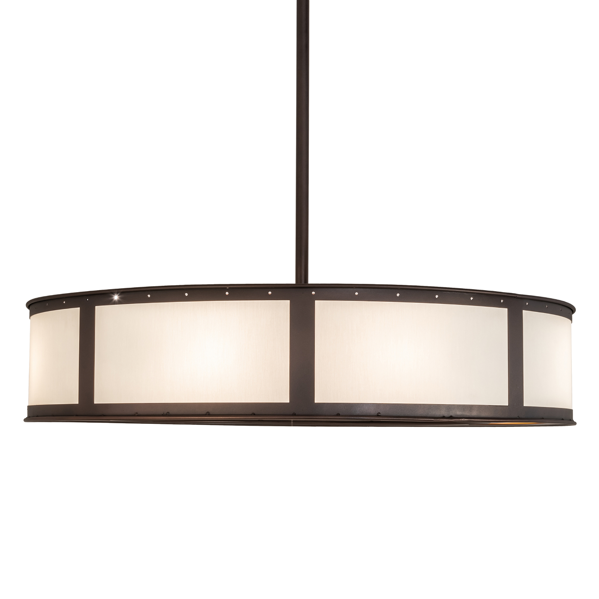 Side lit view showing eggshell panels and warm bottom glow.