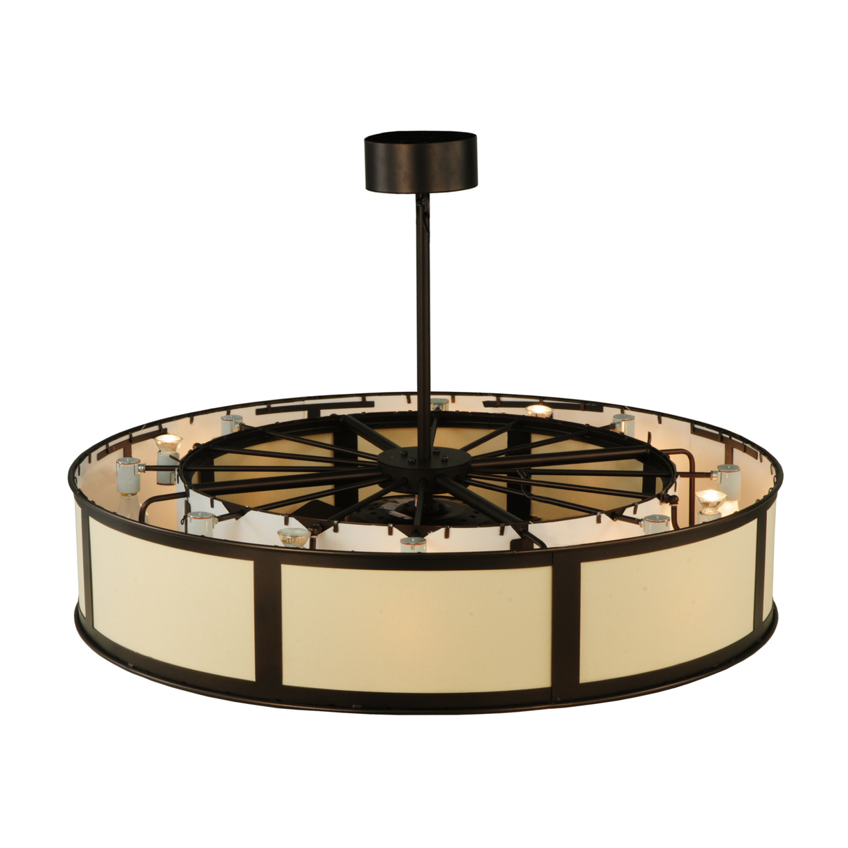 Overhead view showing bulb placement and fan frame design.