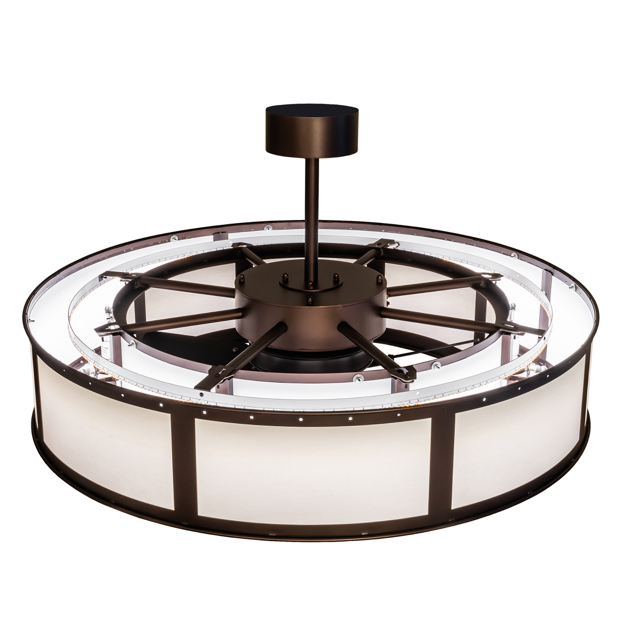 Overhead view showing LED configuration and central fan mount.