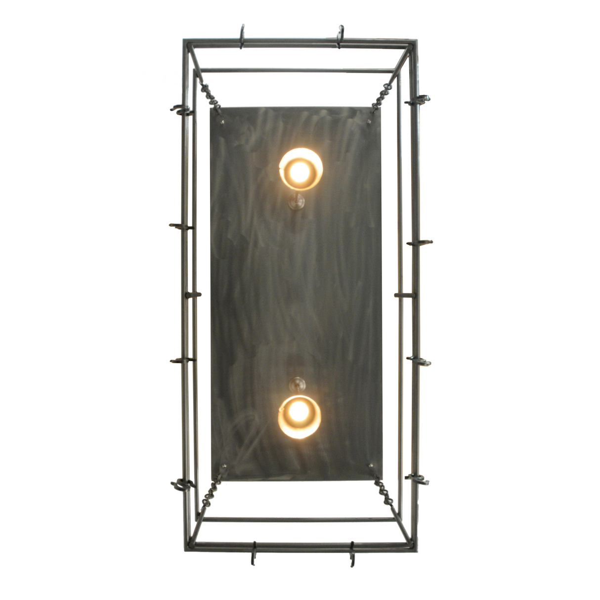 Bottom view showing two illuminated task spotlights.