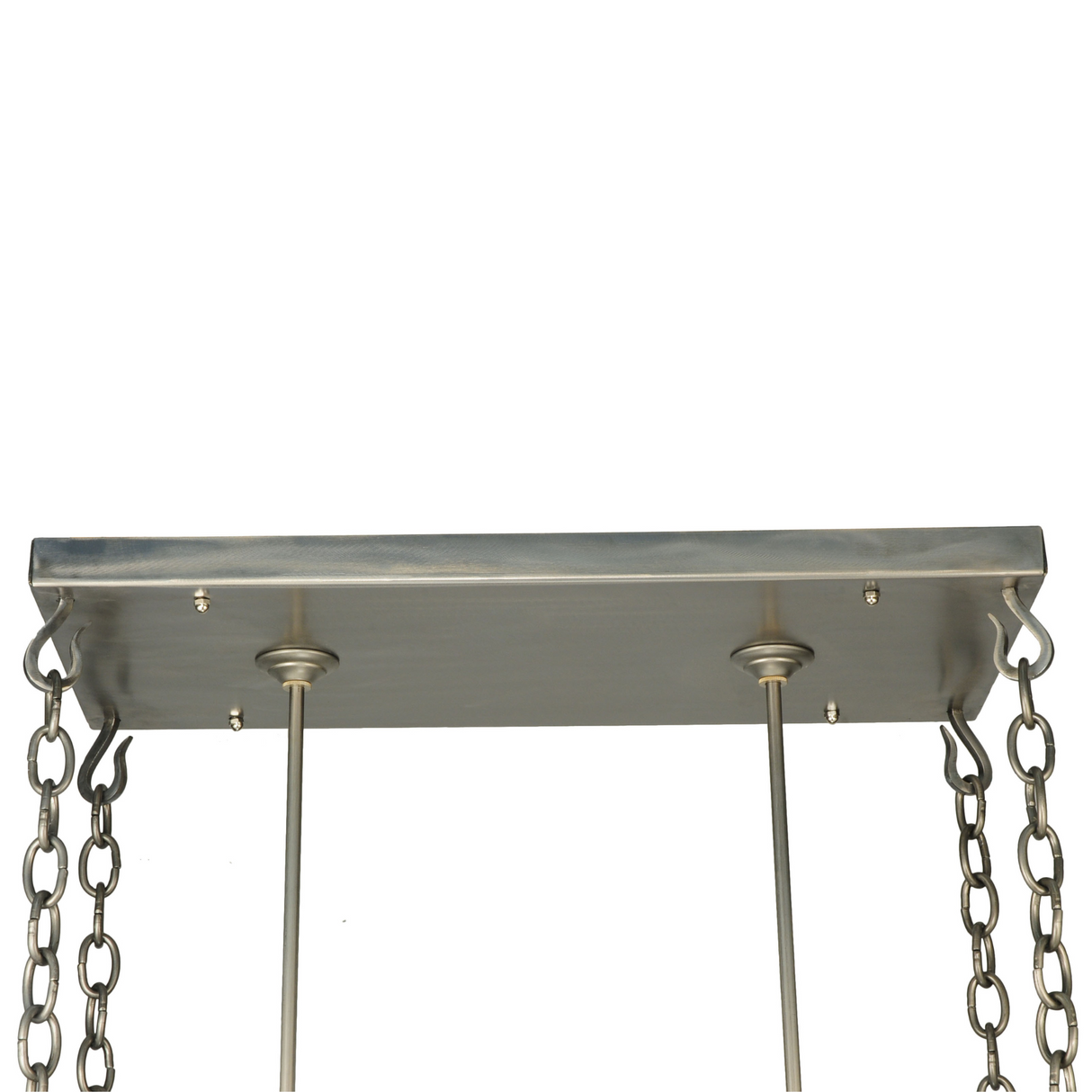 Canopy view showing ceiling plate and suspension chains.