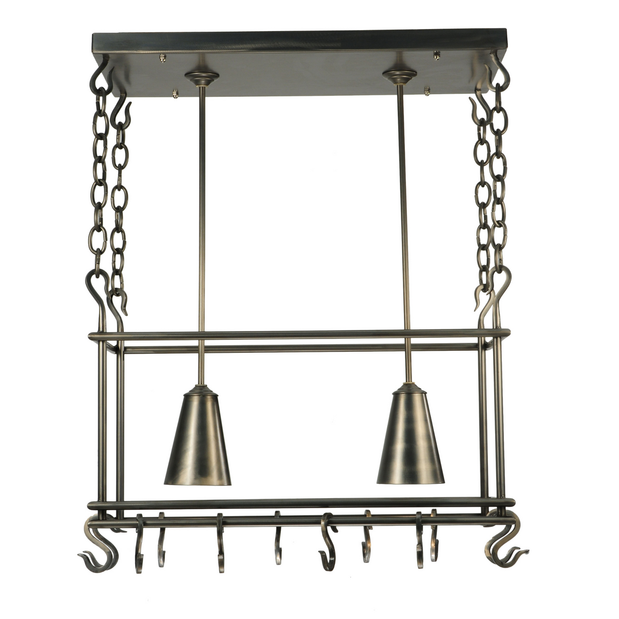 Straight view of 26" Long Spartan 2 Light Pot Rack.