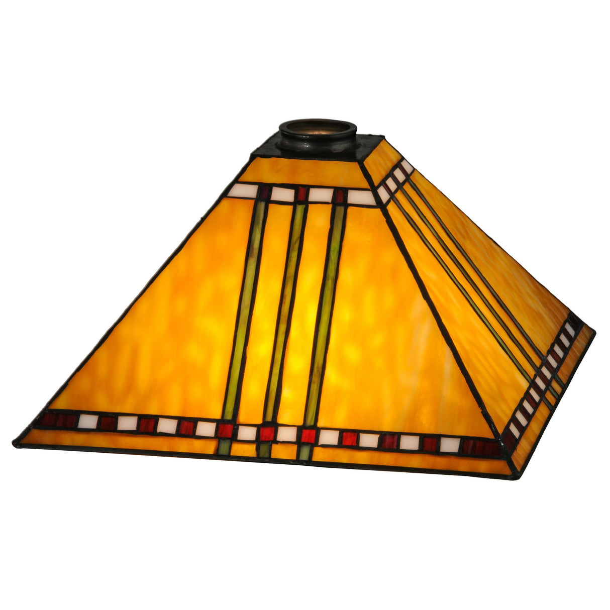 Square Prairie Corn Shade with handcrafted stained glass.