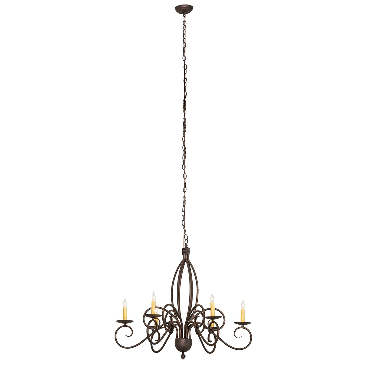 Full hanging view showing squire chandelier proportions.