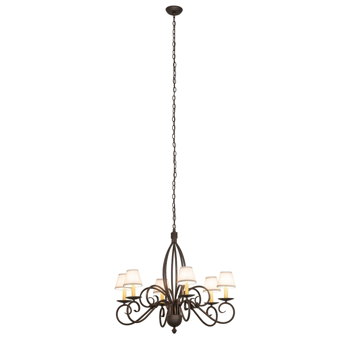 Full hanging view showing adjustable chain length.