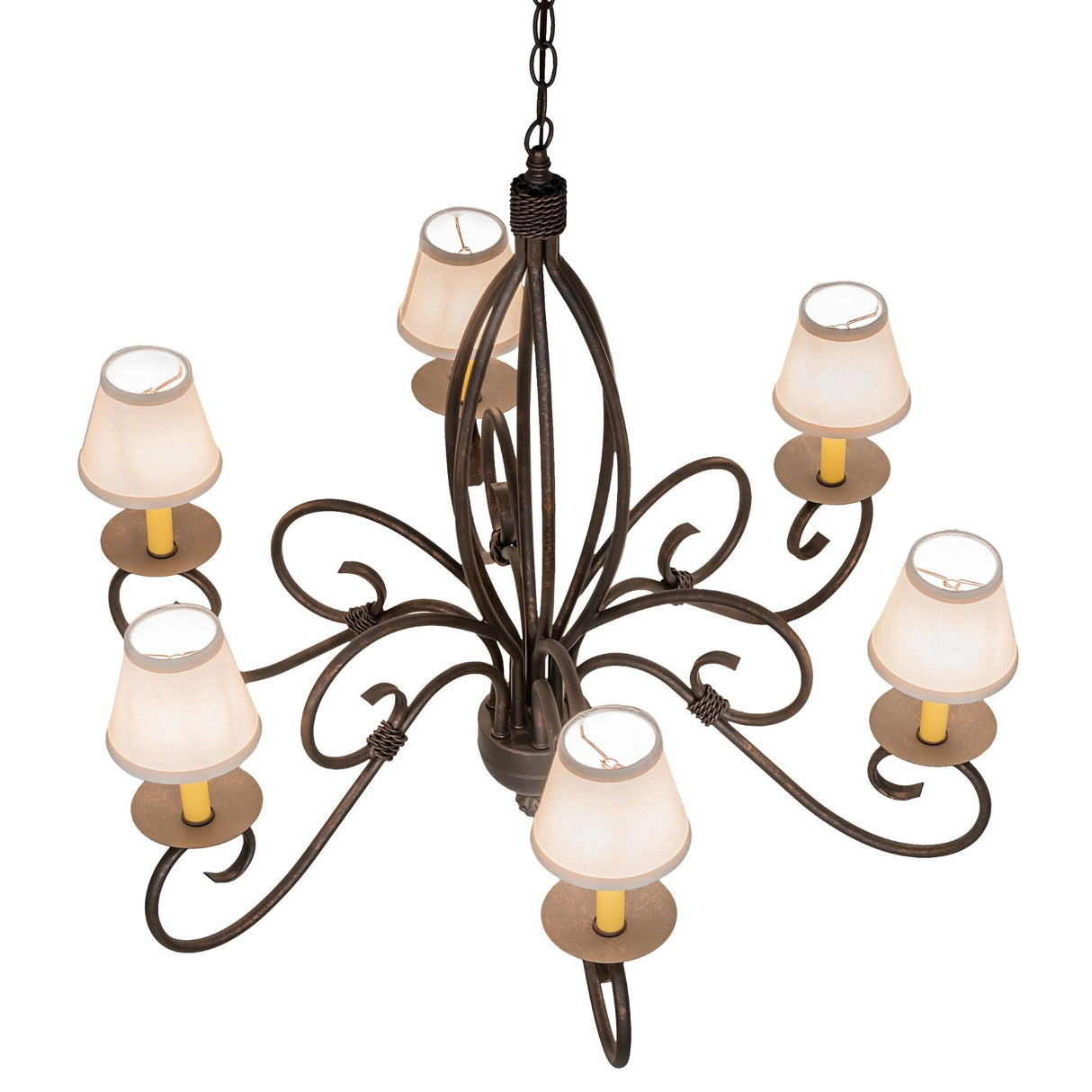 Top view showing symmetrical arm layout and candle placement.