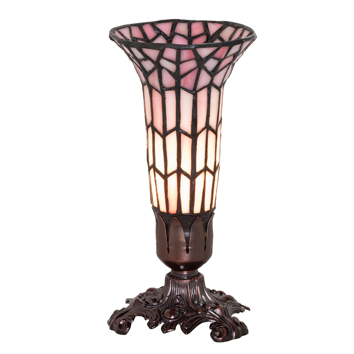 Front view of stained glass Pond Lily accent lamp.
