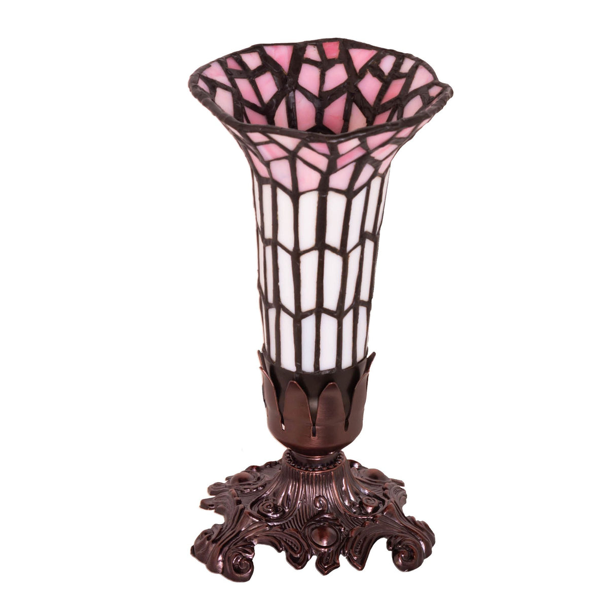 Angled view highlighting the details of the Pond Lily Victorian accent lamp.