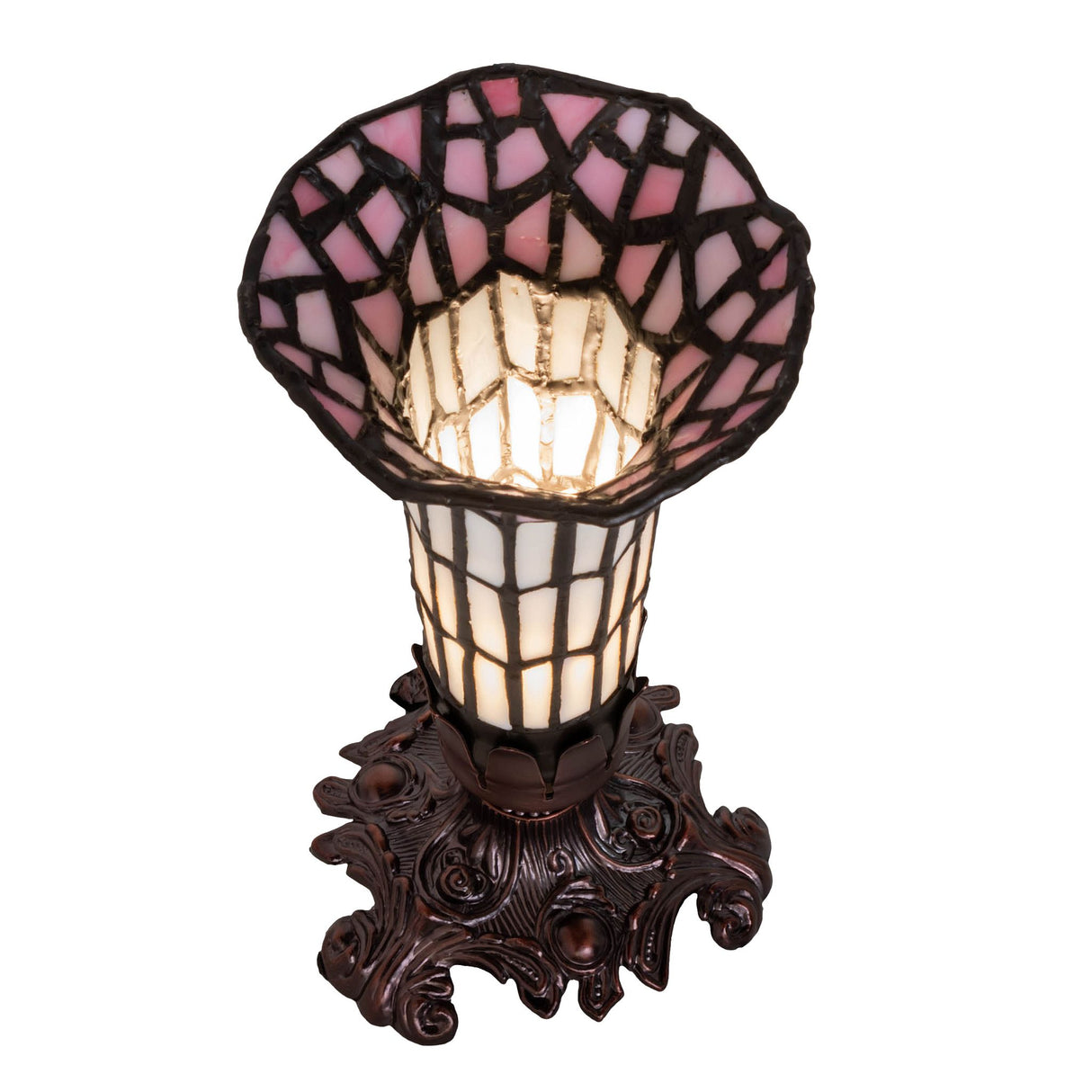 Top-down perspective showing the stained glass shade of the Pond Lily lamp.