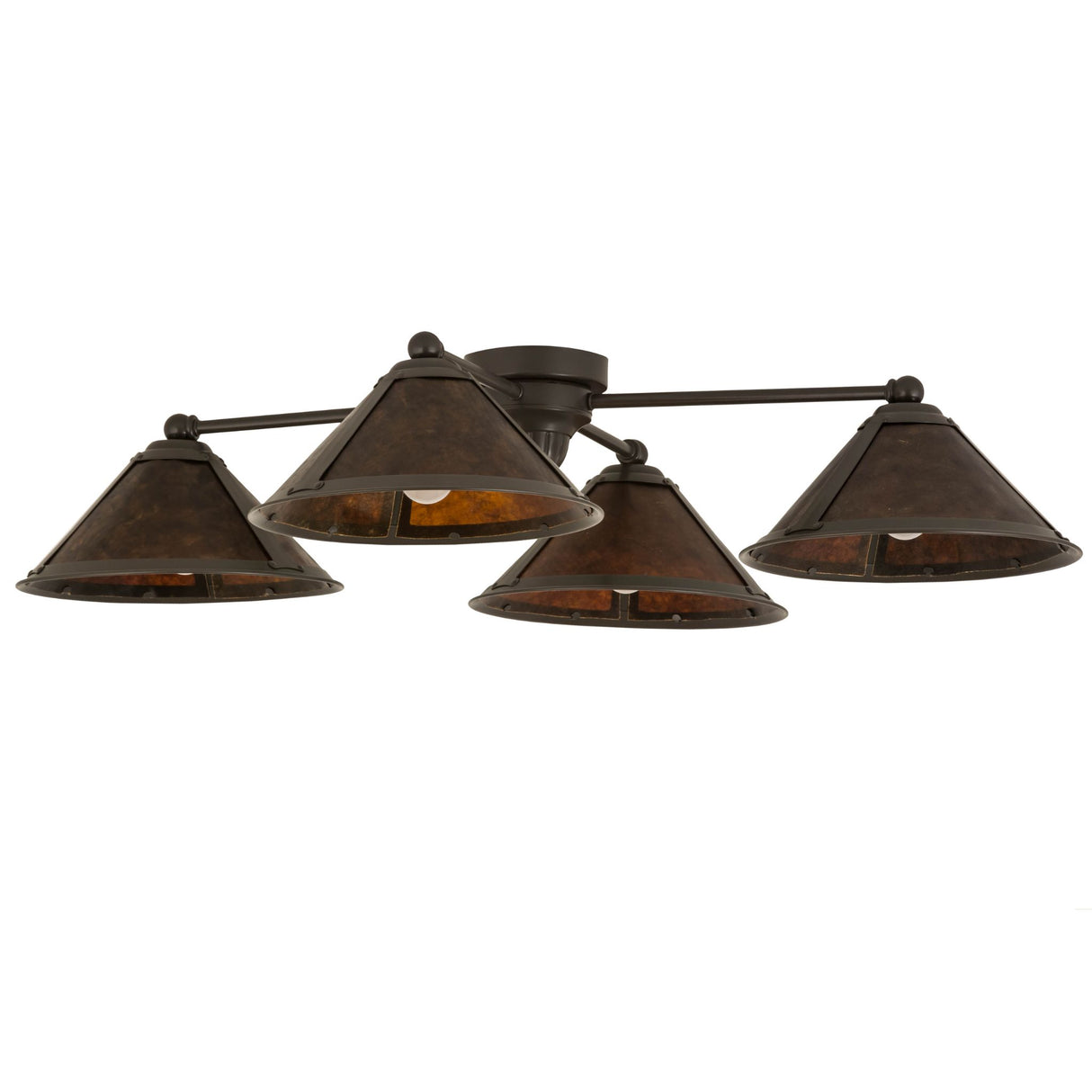 Unlit view of the Sutter 4 Light Flushmount, showing its timeless bronze finish.