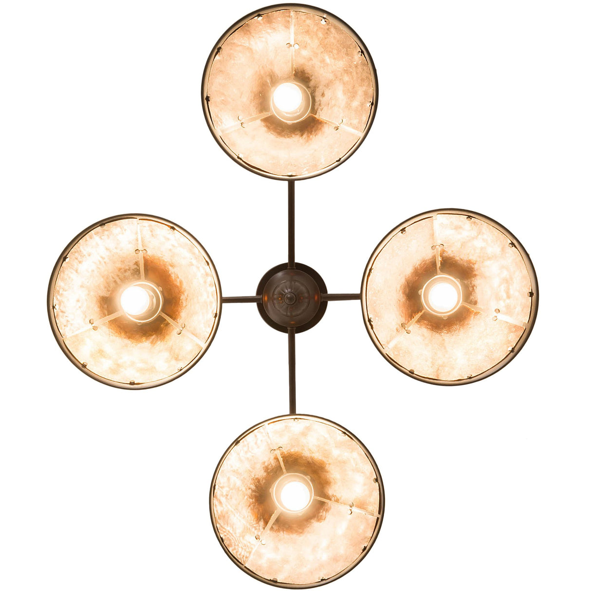 Bottom view of the Sutter 4 Light Flushmount, displaying its four-light arrangement.