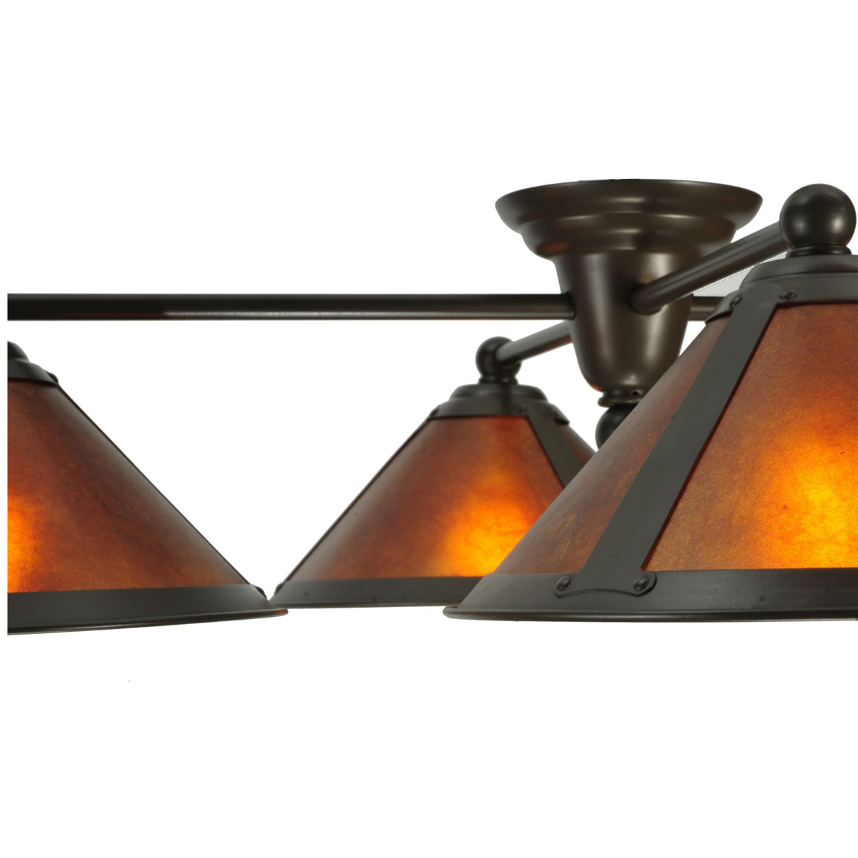 Close-up of the fixture's arms and joints on the Sutter 4 Light Flushmount.