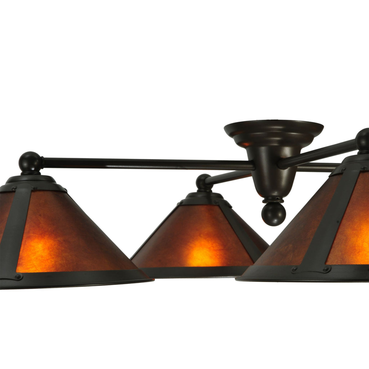 Detail of the metal frame and hardware on the Sutter 4 Light Flushmount.