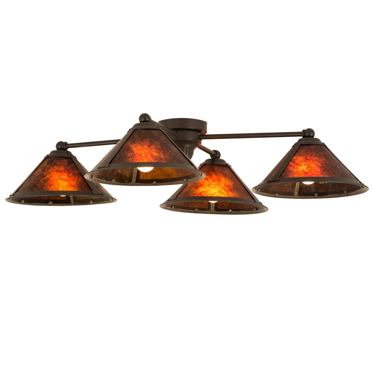 Amber-lit view of the Sutter 4 Light Flushmount, highlighting its warm glow.