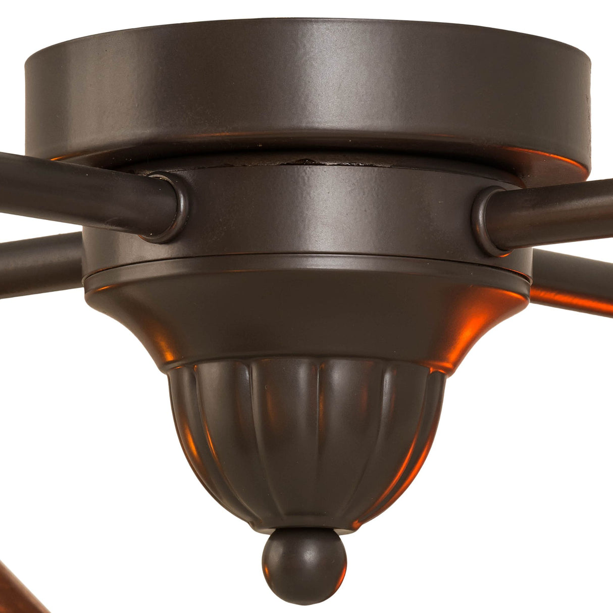 Detailed view of the ceiling mount of the Sutter 4 Light Flushmount.