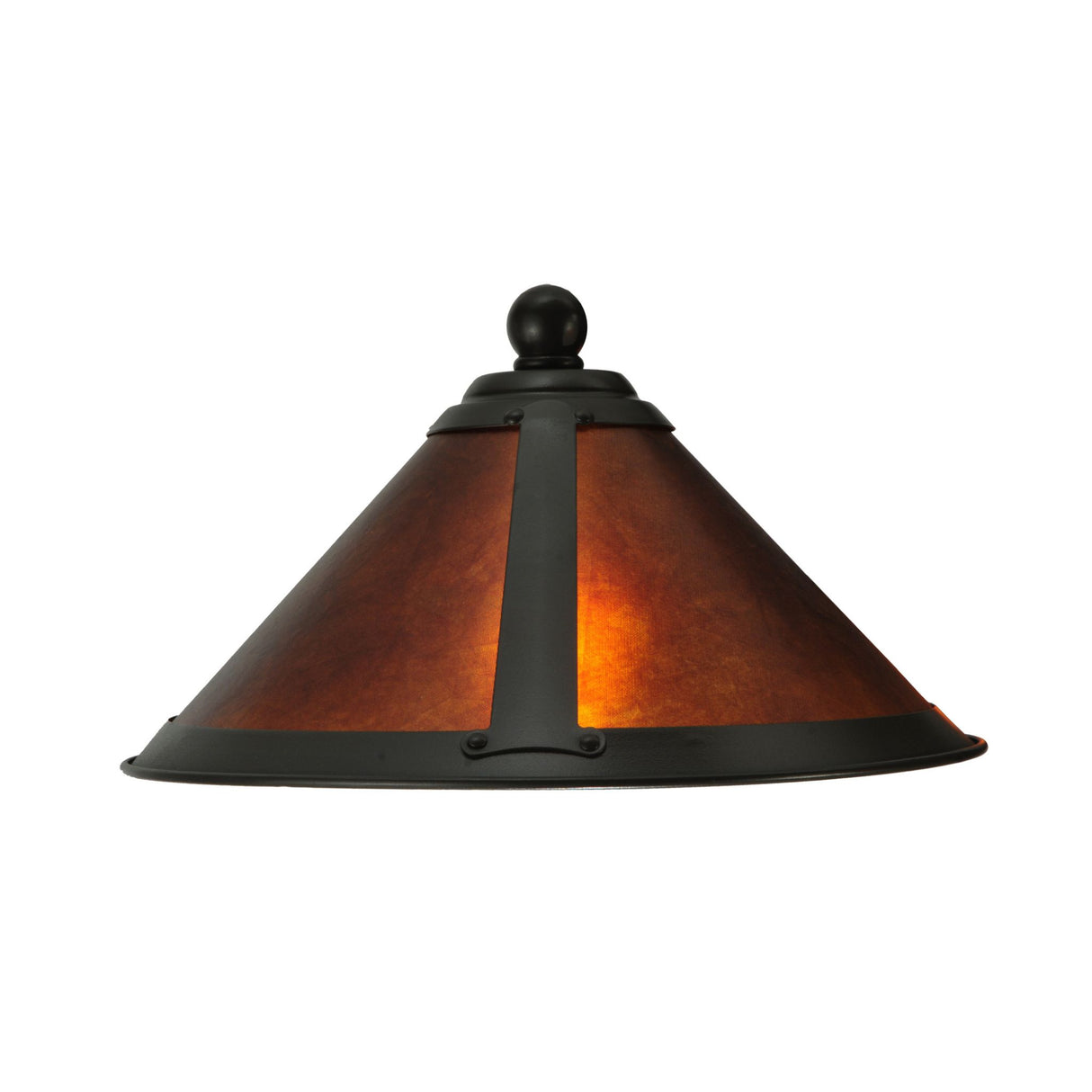 Single amber mica shade from the Sutter 4 Light Flushmount displaying its warm glow.