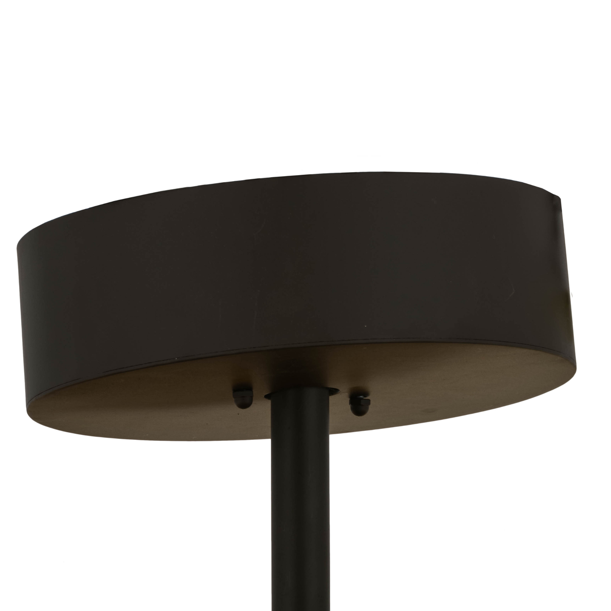 Canopy closeup showing dark bronze finish and stem mount detail.