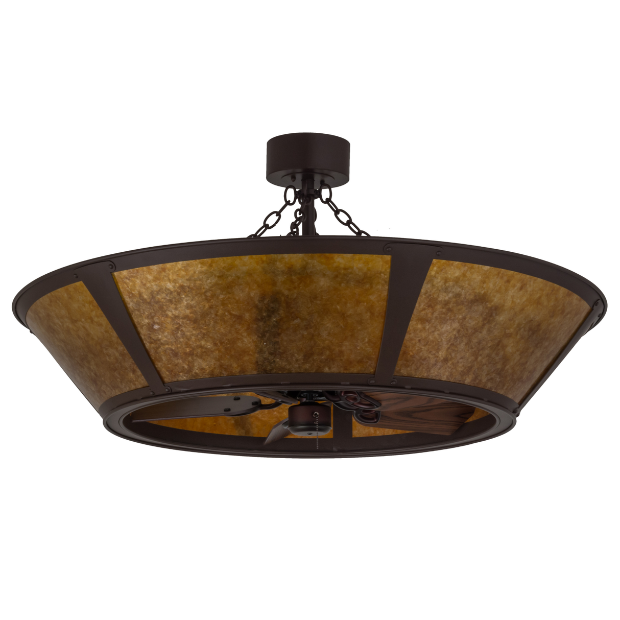 Unlit Sutter Chandel-Air showing dark Cafe Noir finish and fan blades.