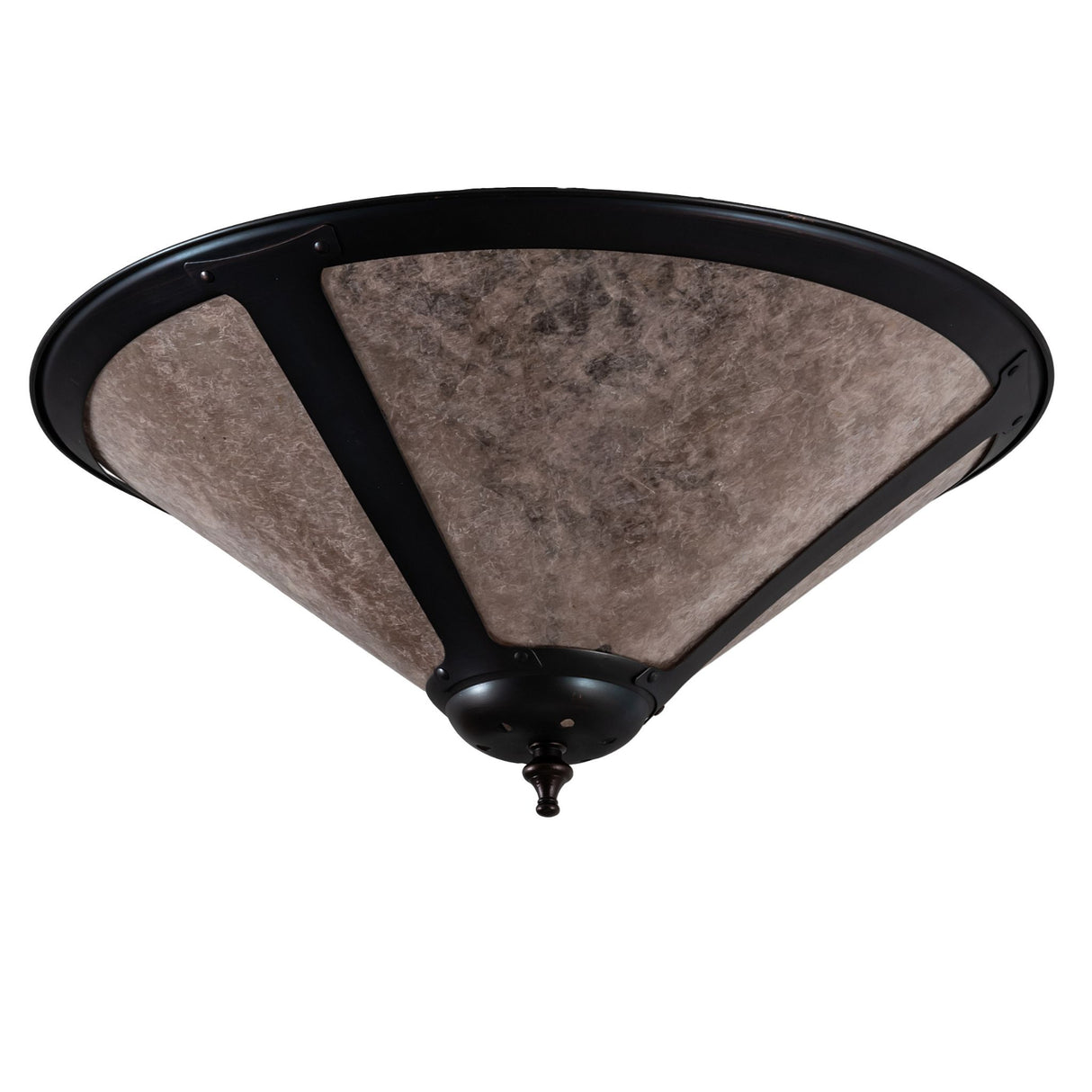 Unlit view of the Sutter Flushmount showcasing its Silver Mica shade and Craftsman-inspired design.