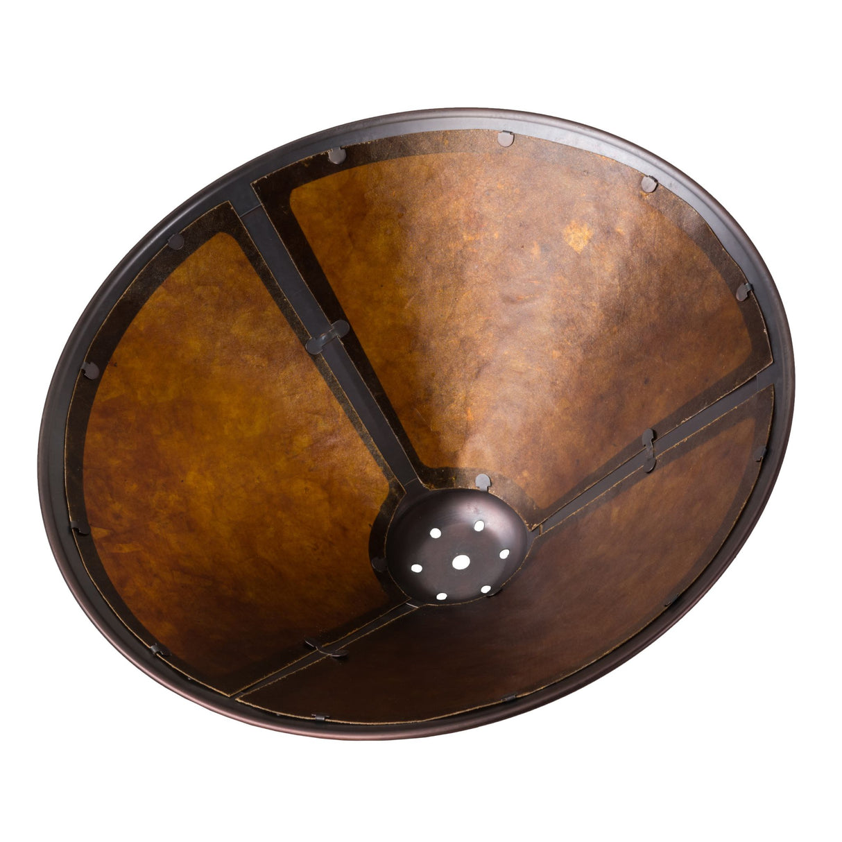 Bottom view of Sutter amber mica shade showing interior detail.