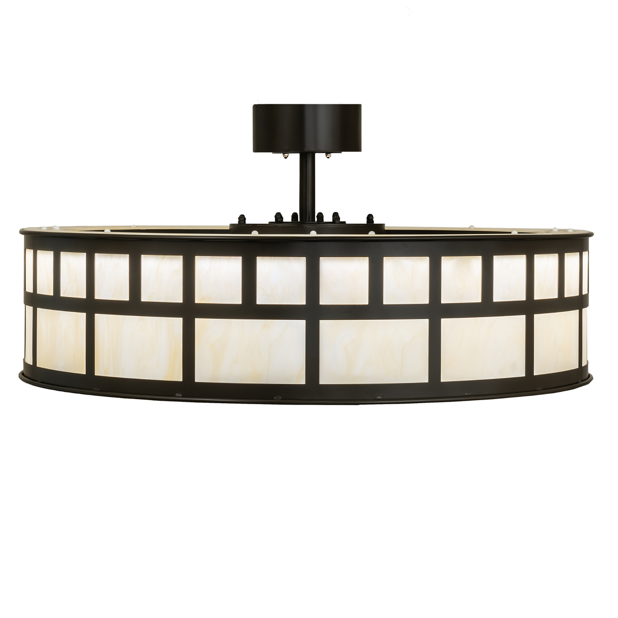 Side lit view of T Mission Chandel-Air showing bronze frame and Idalight diffuser.